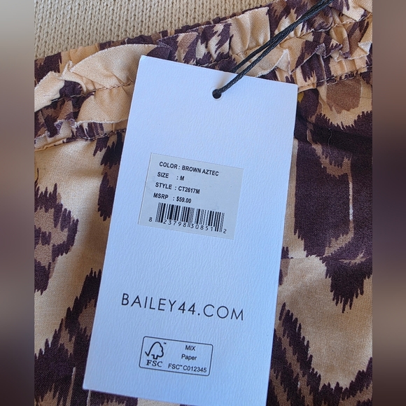 Bailey 44 One-Shoulder Aztec Print Crop Top w Elasticized Hem & Strap NWT S Med - Picture 5 of 9